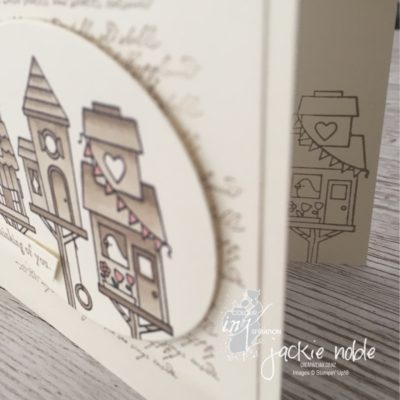 Monochromatic Thinking of you card featuring the Flying Home birdhouses 